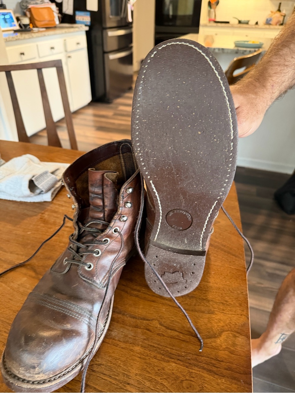 Men's red wing iron Ranger -Brown Leather Lace-Up Work Boots